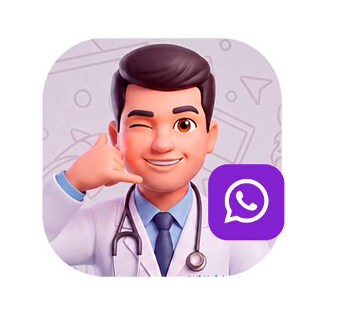 Mascote do Chama o Doutor, canal de WhatsApp